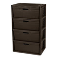4 Drawer Plastic Storage Tower with Removable Bins Brown C904