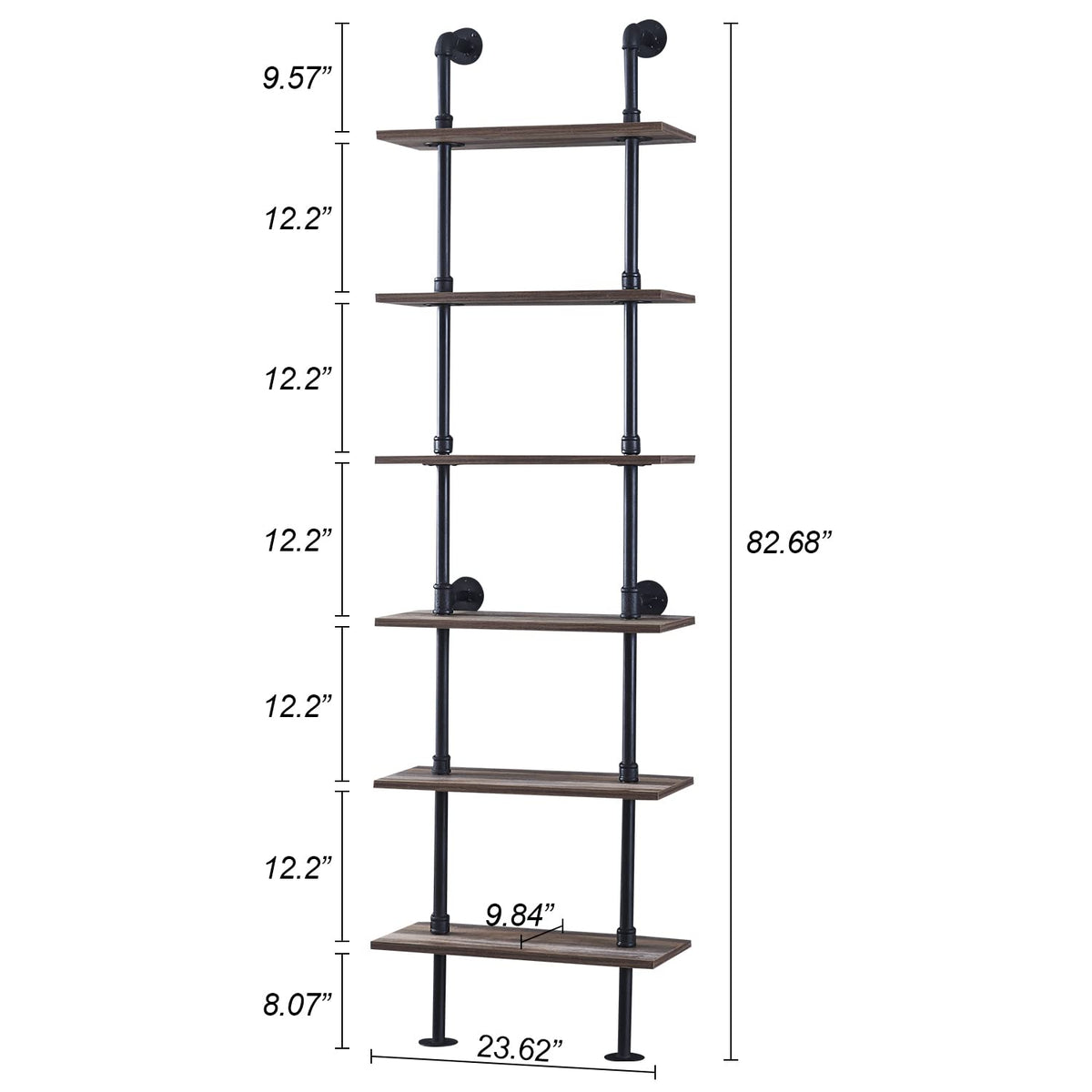 6 Tier Industrial Pipe Bookshelf D38970
