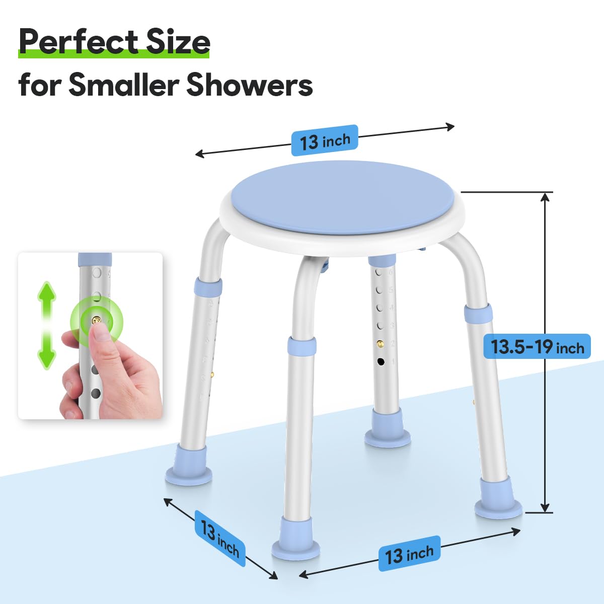 360 Rotating Swivel Shower Seat with Anti-Slip Rubber Tips Y5689