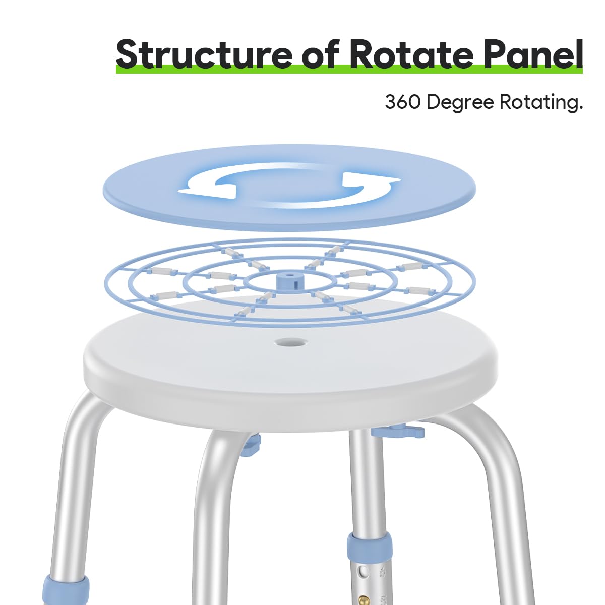 360 Rotating Swivel Shower Seat with Anti-Slip Rubber Tips Y5689
