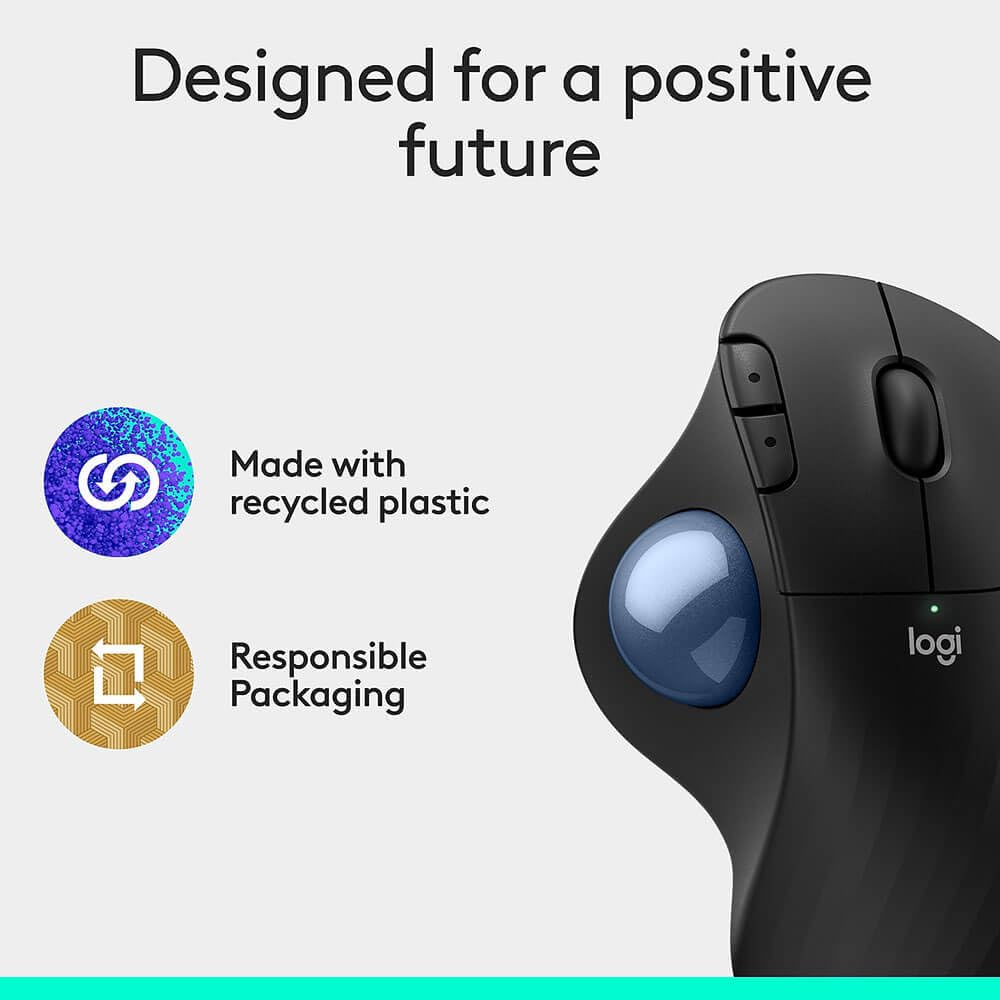 Wireless Ergonomic Trackball Mouse Black F571