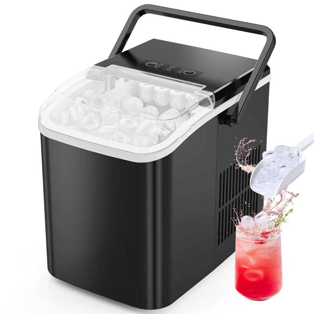 Portable Countertop Ice Maker with Scoop and Basket, 26.5lbs, Coal Black G76610