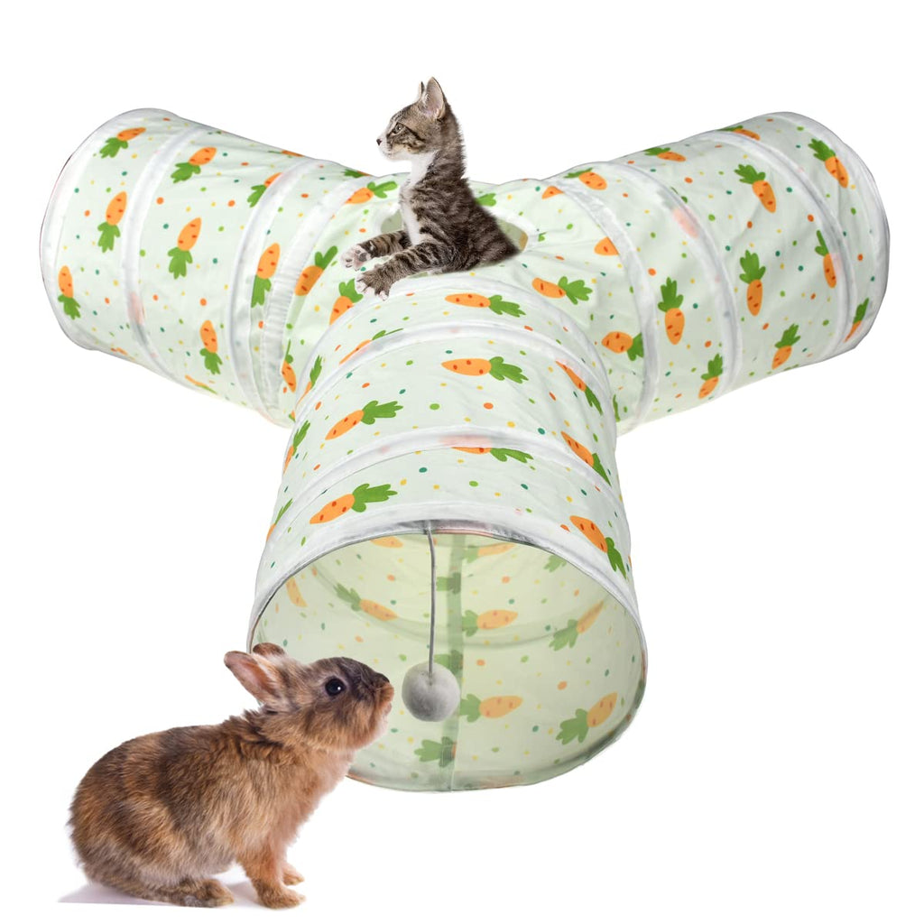 3 Way Collapsible Tunnel with Carrot Patterns Small Pet Hideout O6144