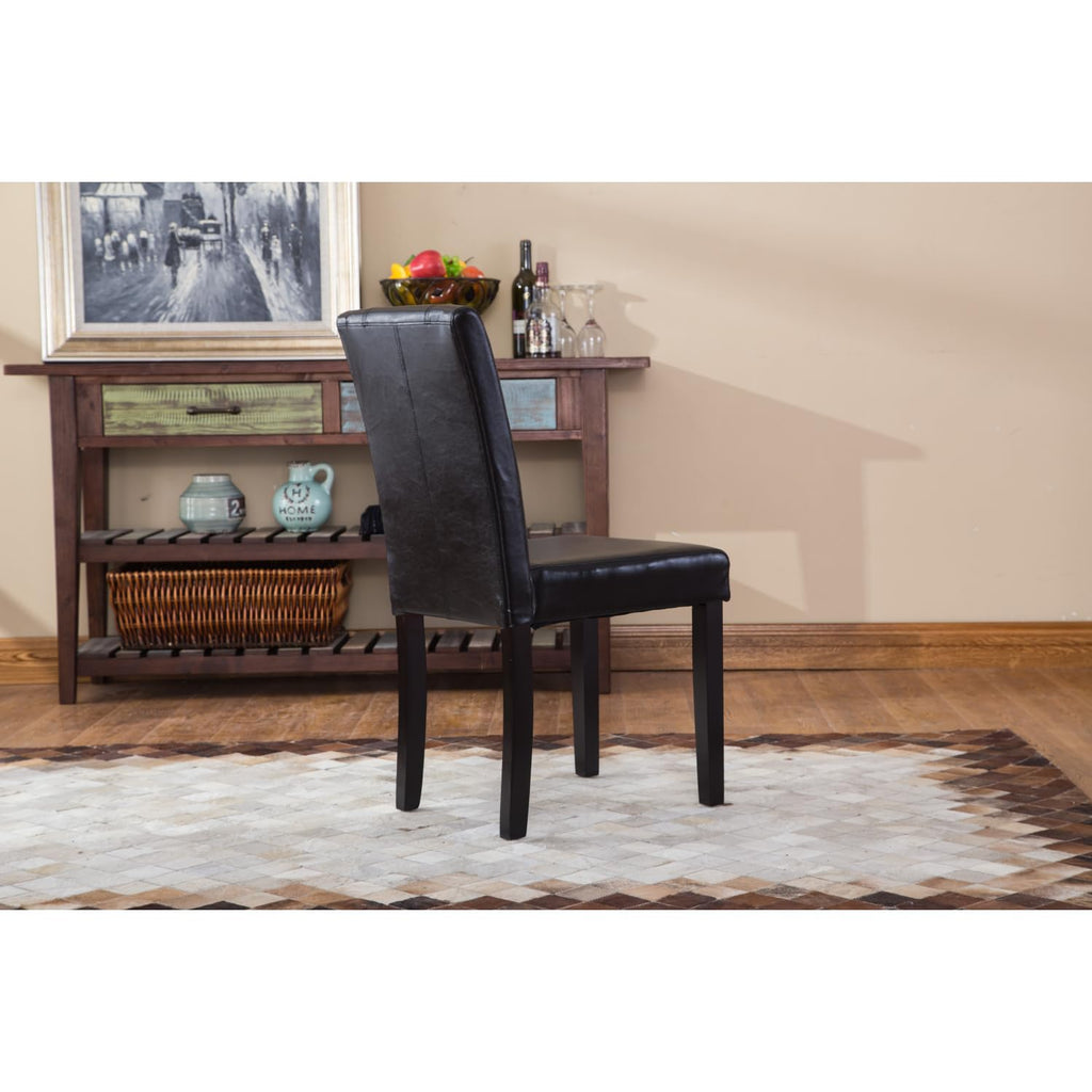 Black Faux Leather Parson Chair Set of 2 P50261