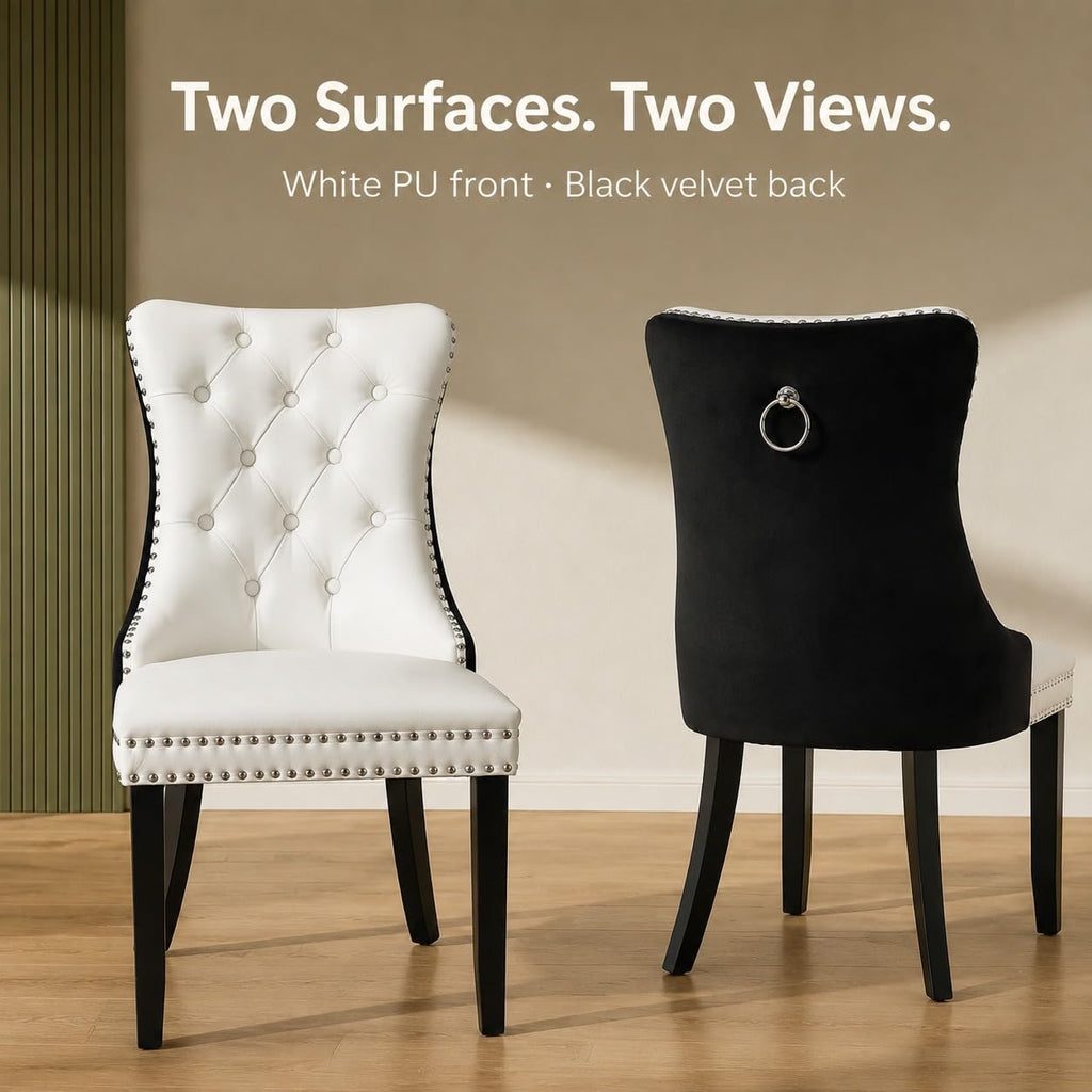 White Black PU Dining Chairs Set of 6 K68955