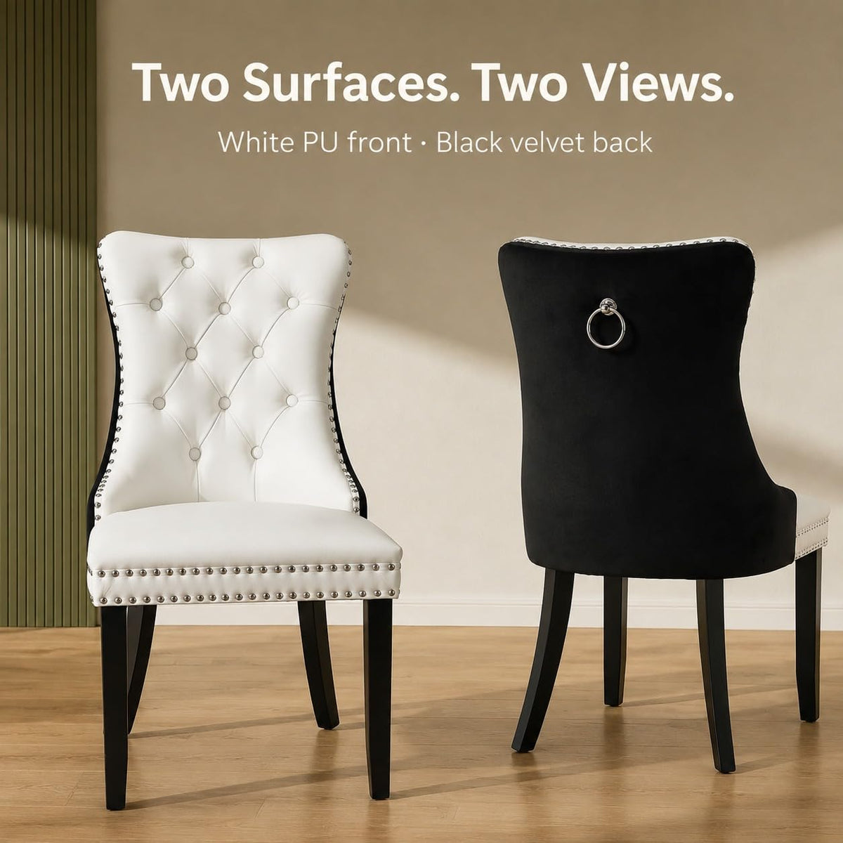 White Black PU Dining Chairs Set of 6 K68955