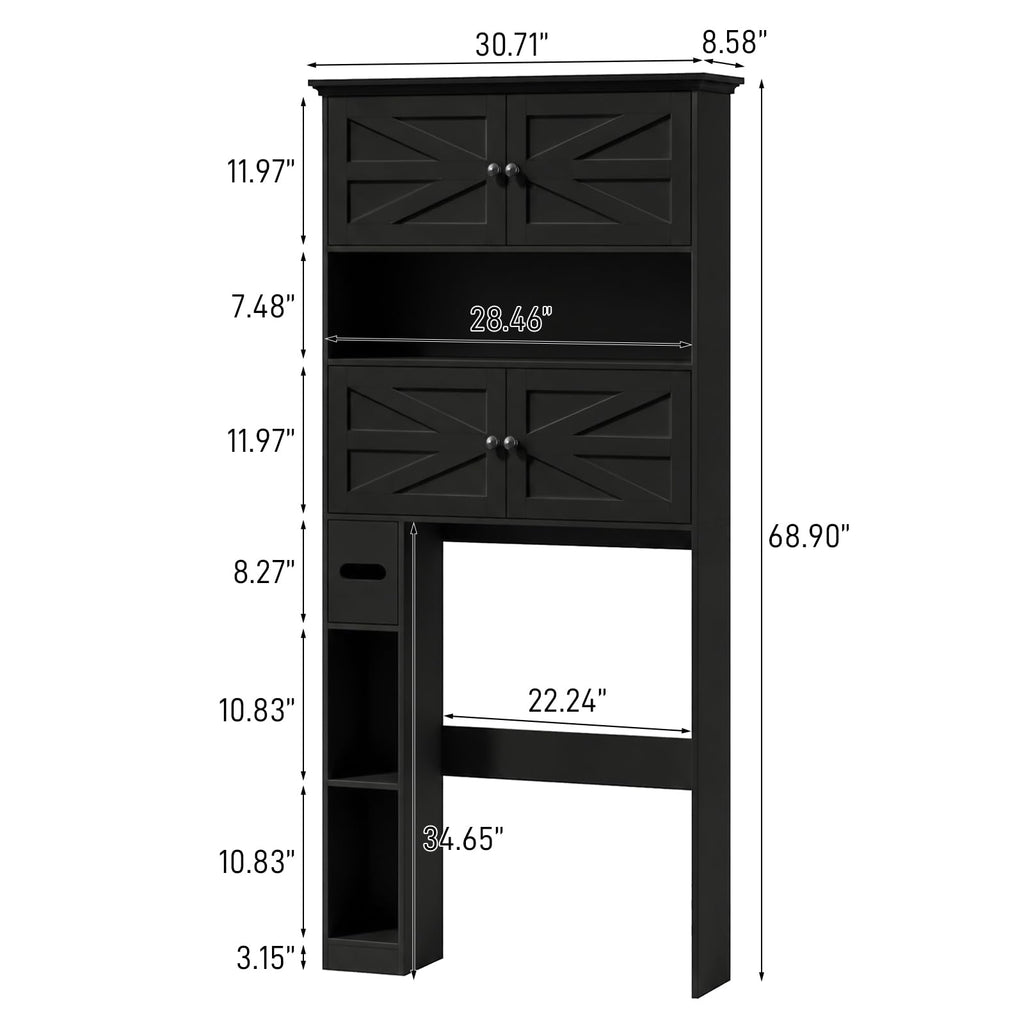 Wooden Over The Toilet Storage Cabinet with Barn Door Y216049
