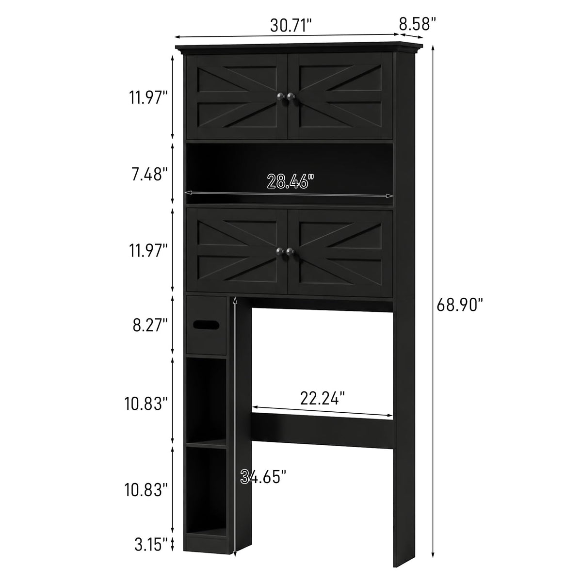 Wooden Over The Toilet Storage Cabinet with Barn Door Y216049