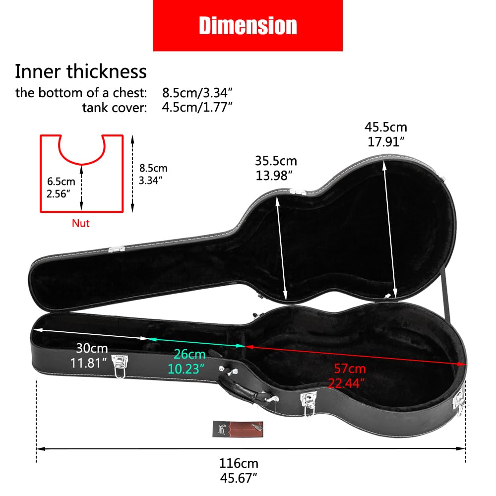 Portable Electric Guitar Hard Case, PU Leather, Black H2688