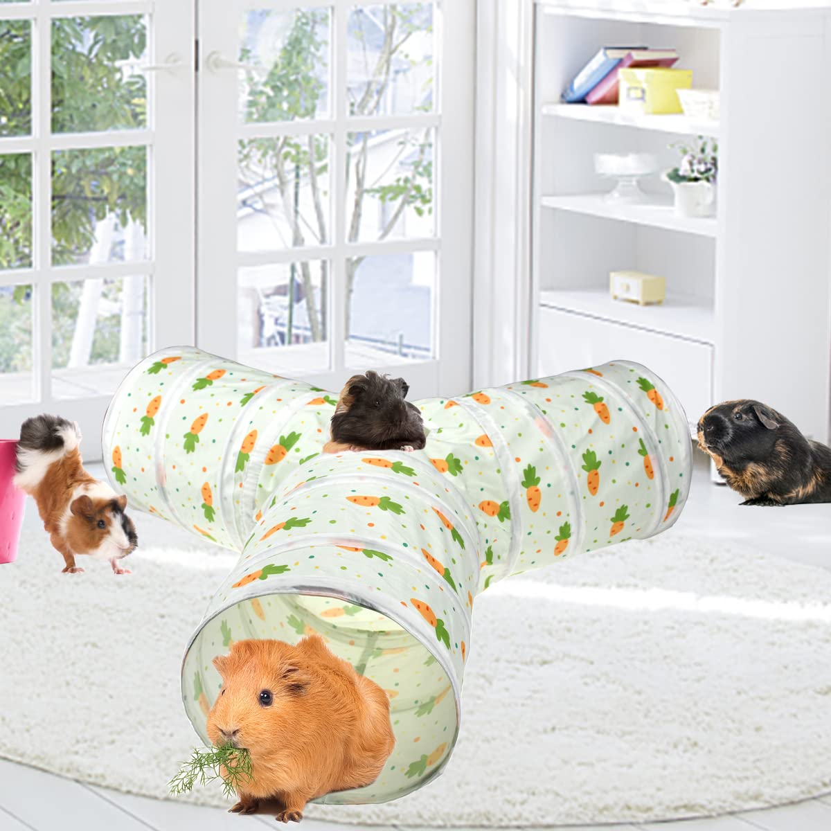 3 Way Collapsible Tunnel with Carrot Patterns Small Pet Hideout O6144