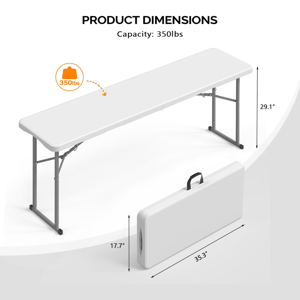 6FT Narrow White Folding Table W309795