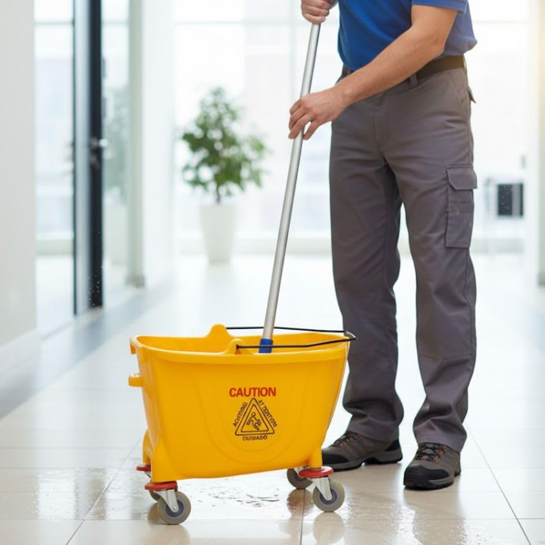 35 qt. Yellow Mop Bucket on Wheels Q390659