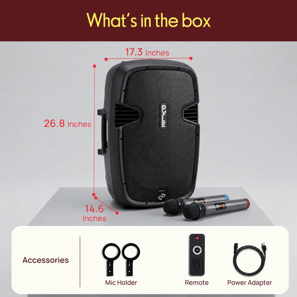 15-Inch Portable PA Speaker System with 2 UHF Microphones V631