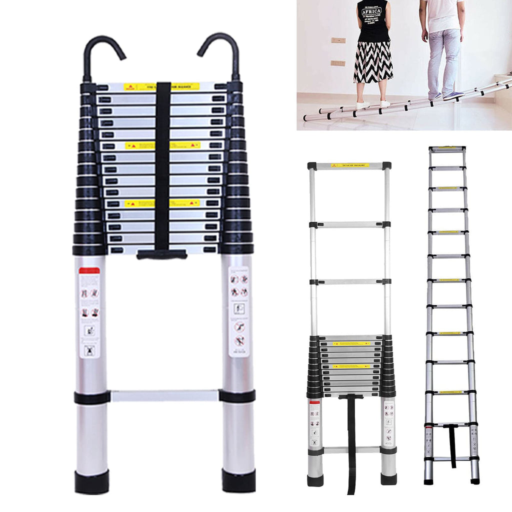 20.5FT Aluminum Telescoping Ladder with 2 Detachable Hooks E7158