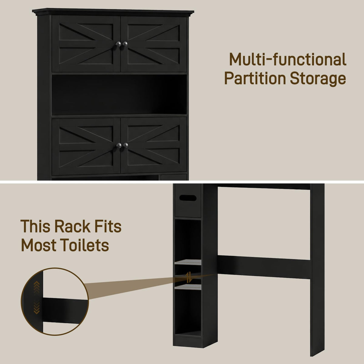 Wooden Over The Toilet Storage Cabinet with Barn Door Y216049