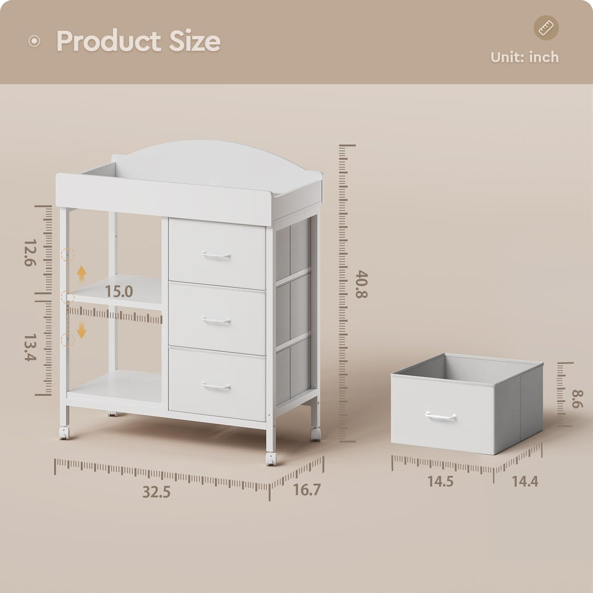 White 3 Drawer 2 Shelf Changing Table I17230