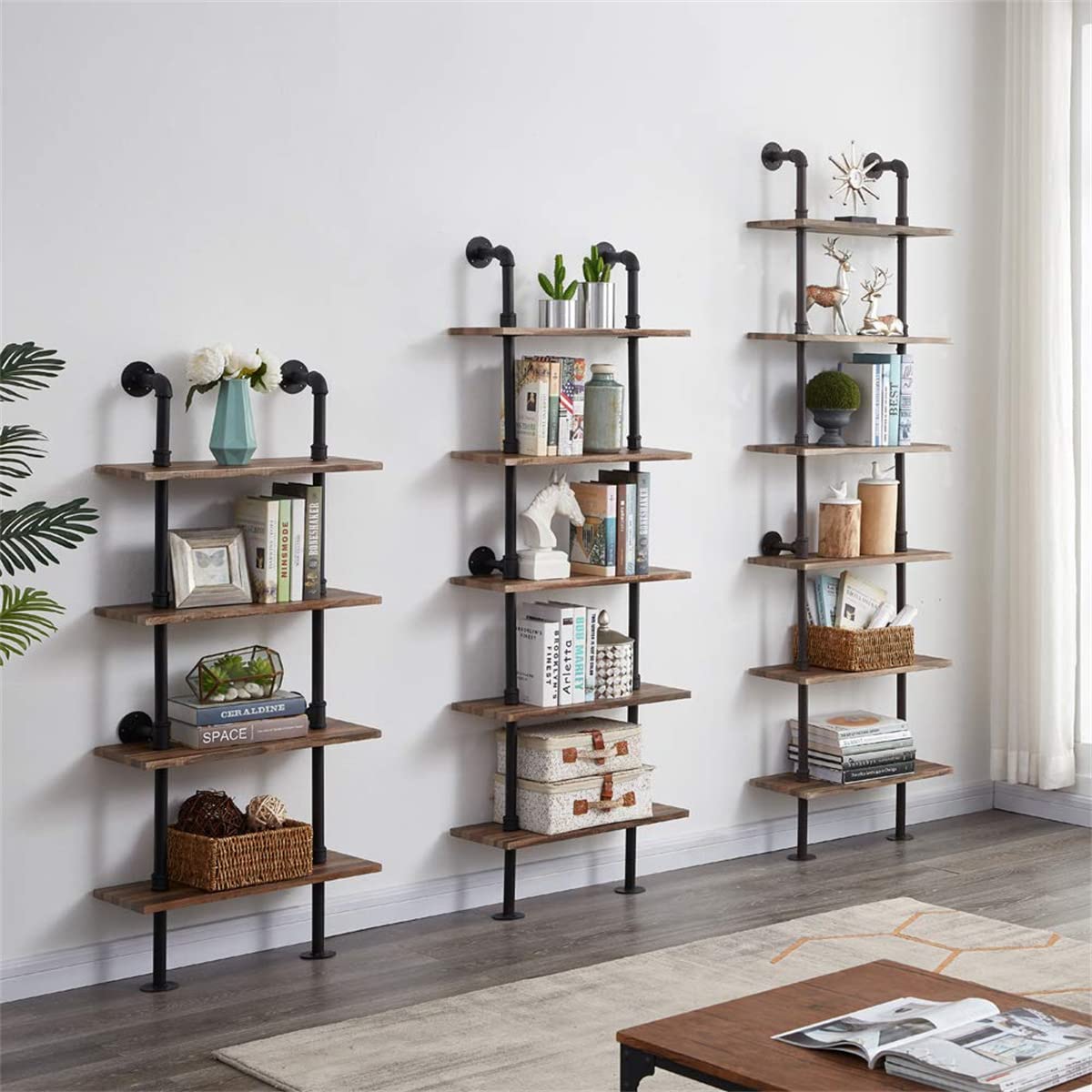 6 Tier Industrial Pipe Bookshelf D38970