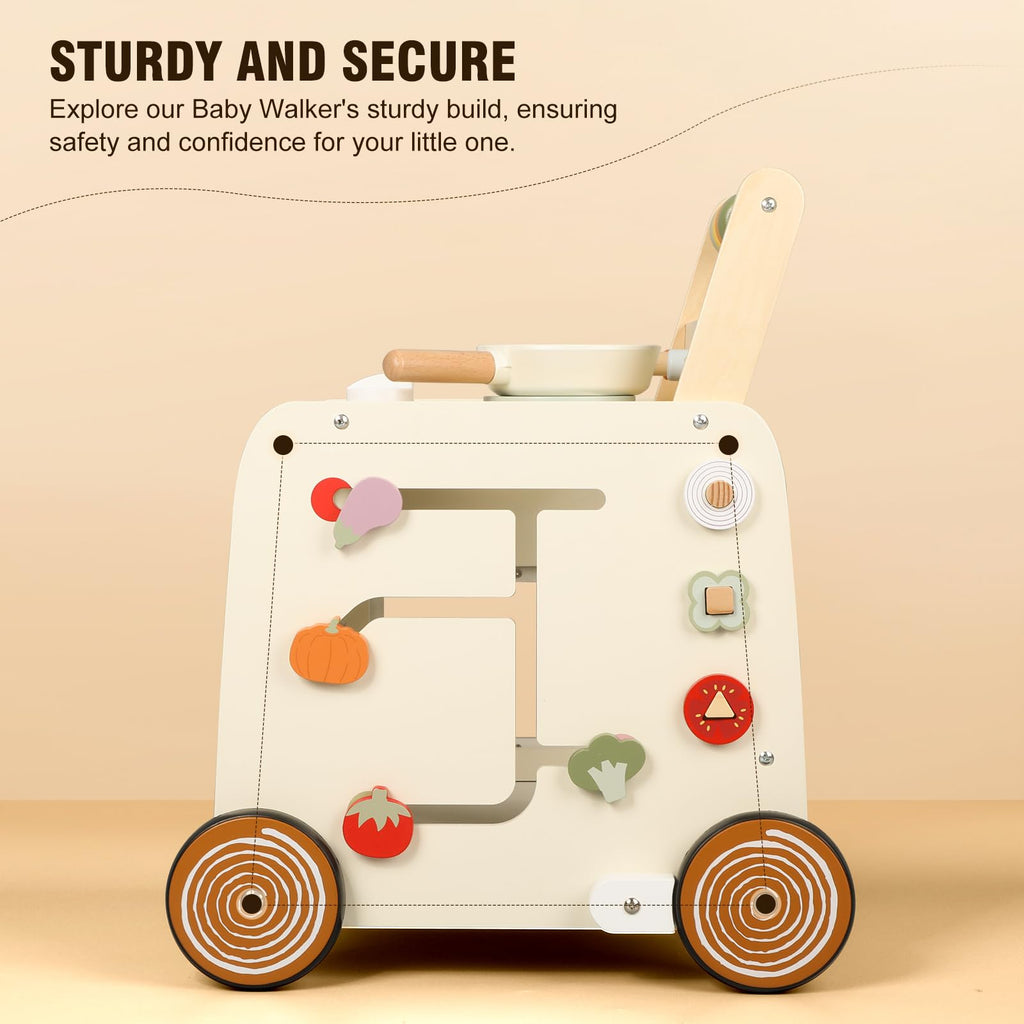 Wooden Baby Push Walker with Pretend Kitchen B865