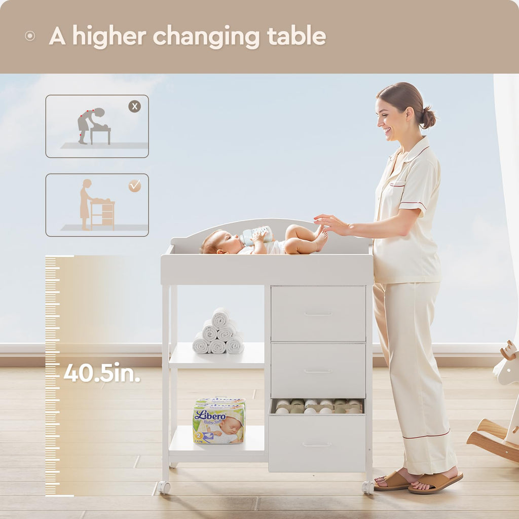 White 3 Drawer 2 Shelf Changing Table I17230