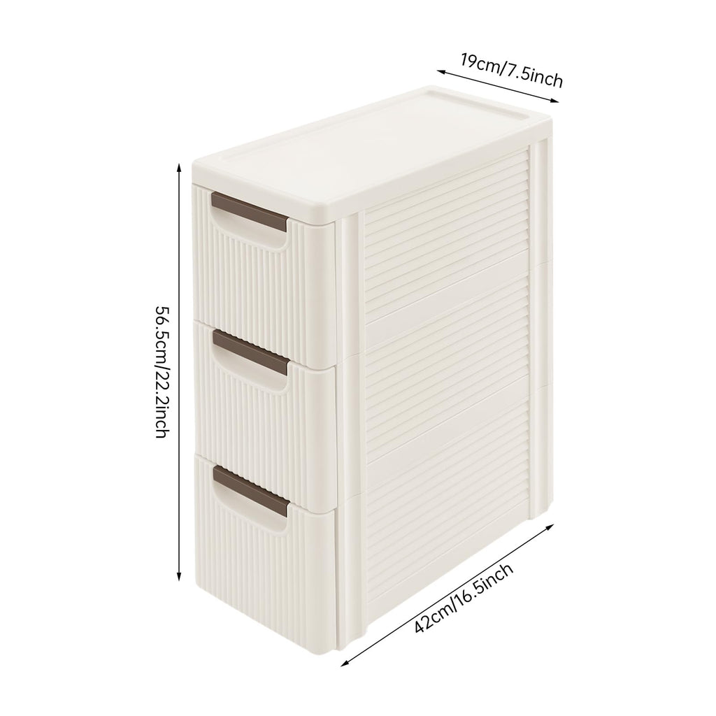 3 Drawers Narrow Plastic Storage Cabinet on Wheels D8909