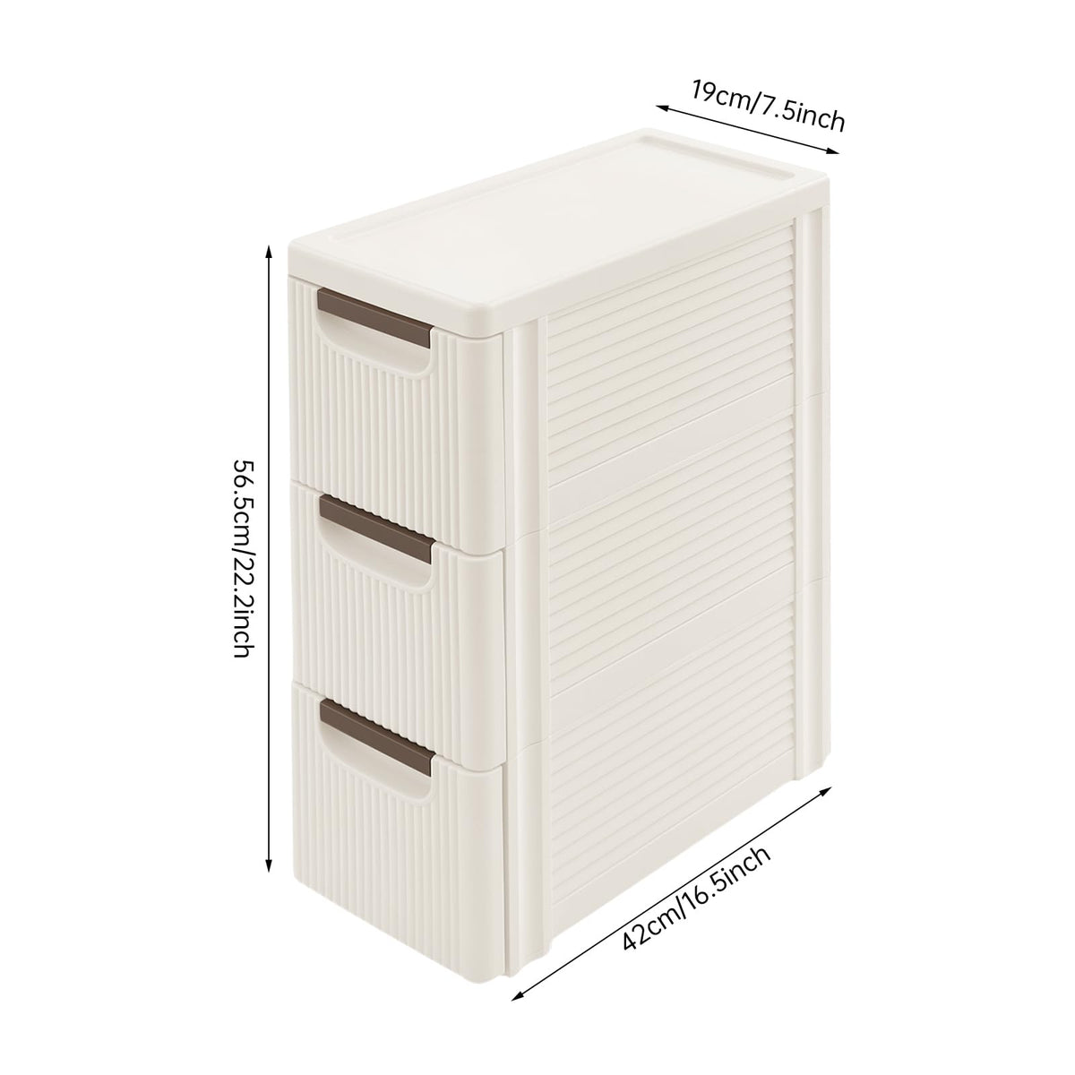 3 Drawers Narrow Plastic Storage Cabinet on Wheels D8909