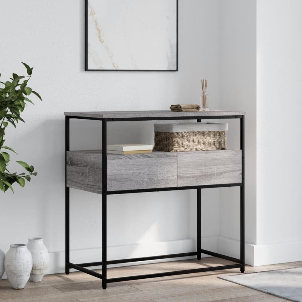 Brown Oak Look Console Table with 2 Drawers and 1 Shelf I558651