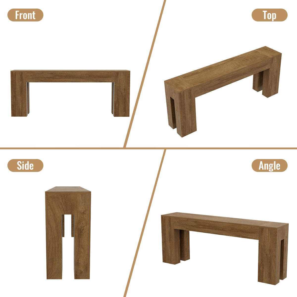 79-Inch Natural Oak Sofa Console Table D137558