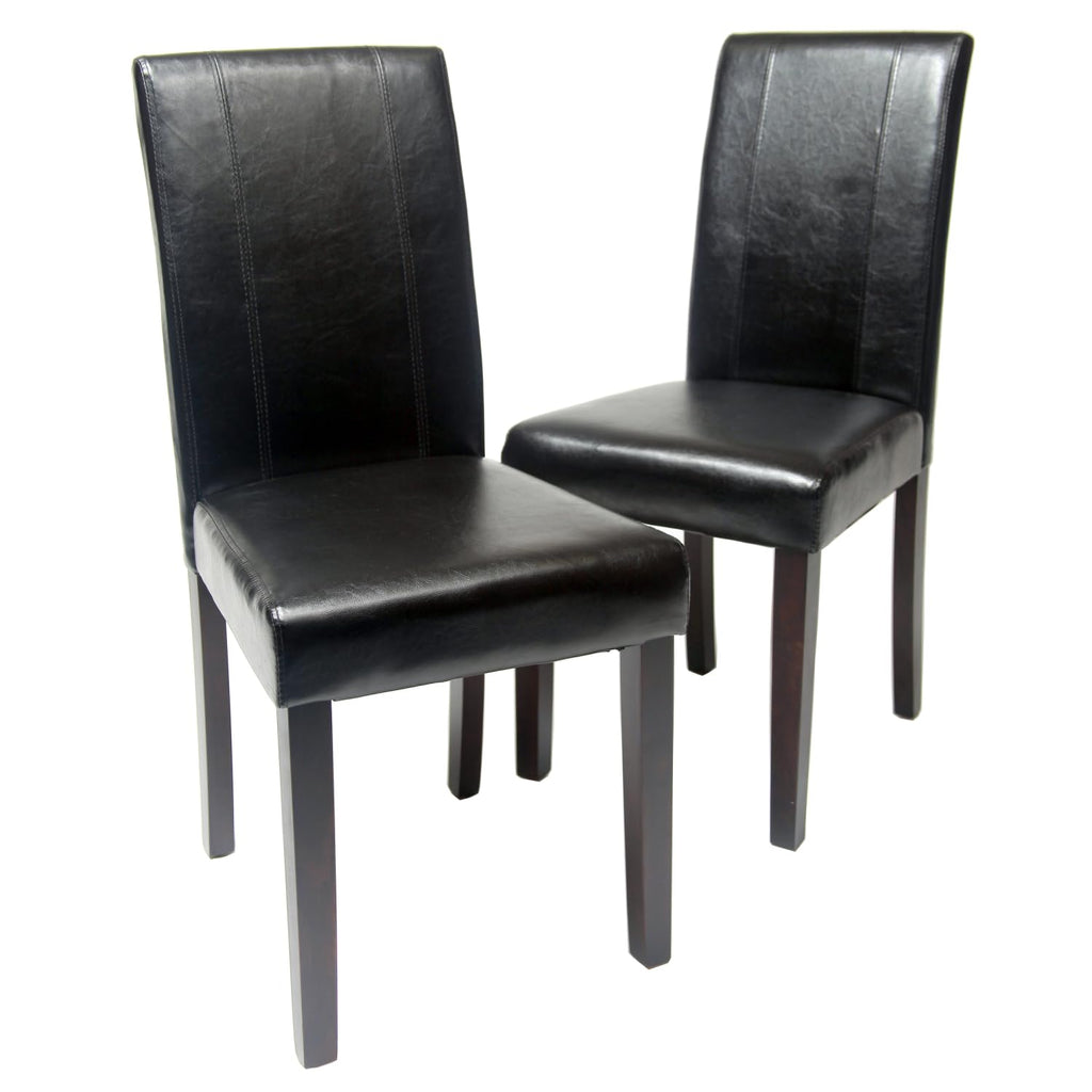 Black Faux Leather Parson Chair Set of 2 P50261