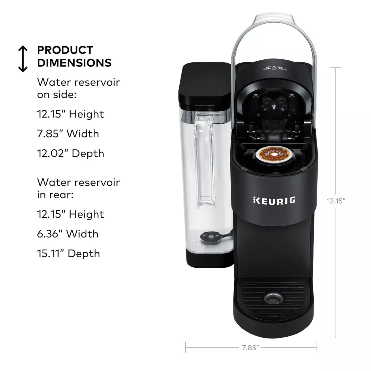 Single Serve K-Cup Pod Coffee Maker, 4 Brew Sizes, 66oz Removable Reservoir, Black V18613
