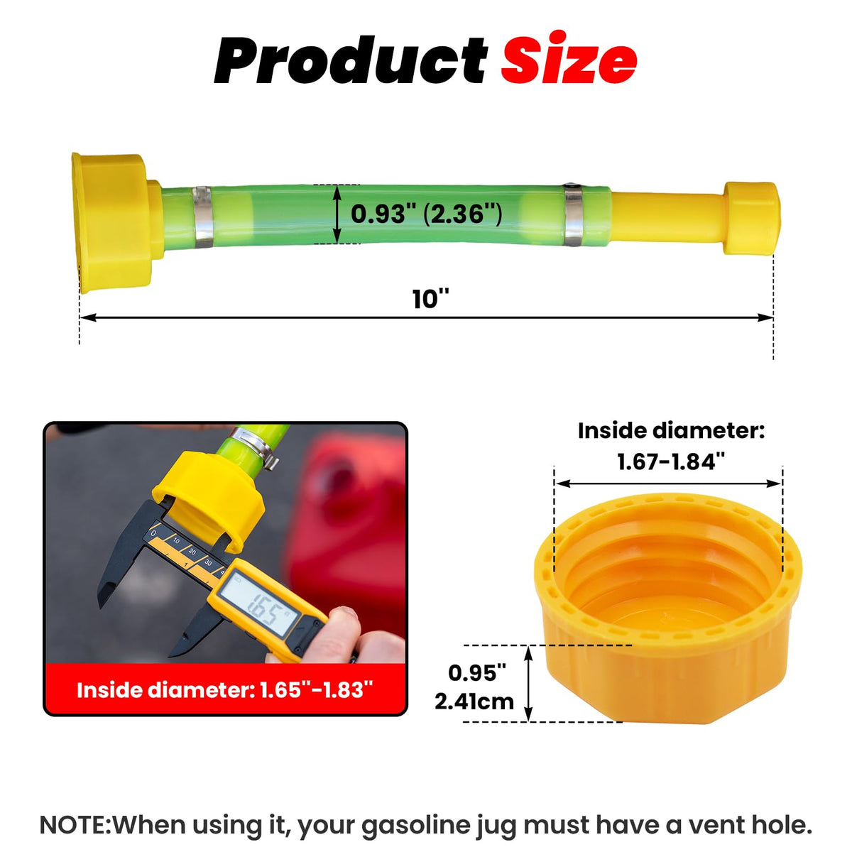 10'' Gas Can Spout Replacement Kit with Yellow Gas Caps K8859