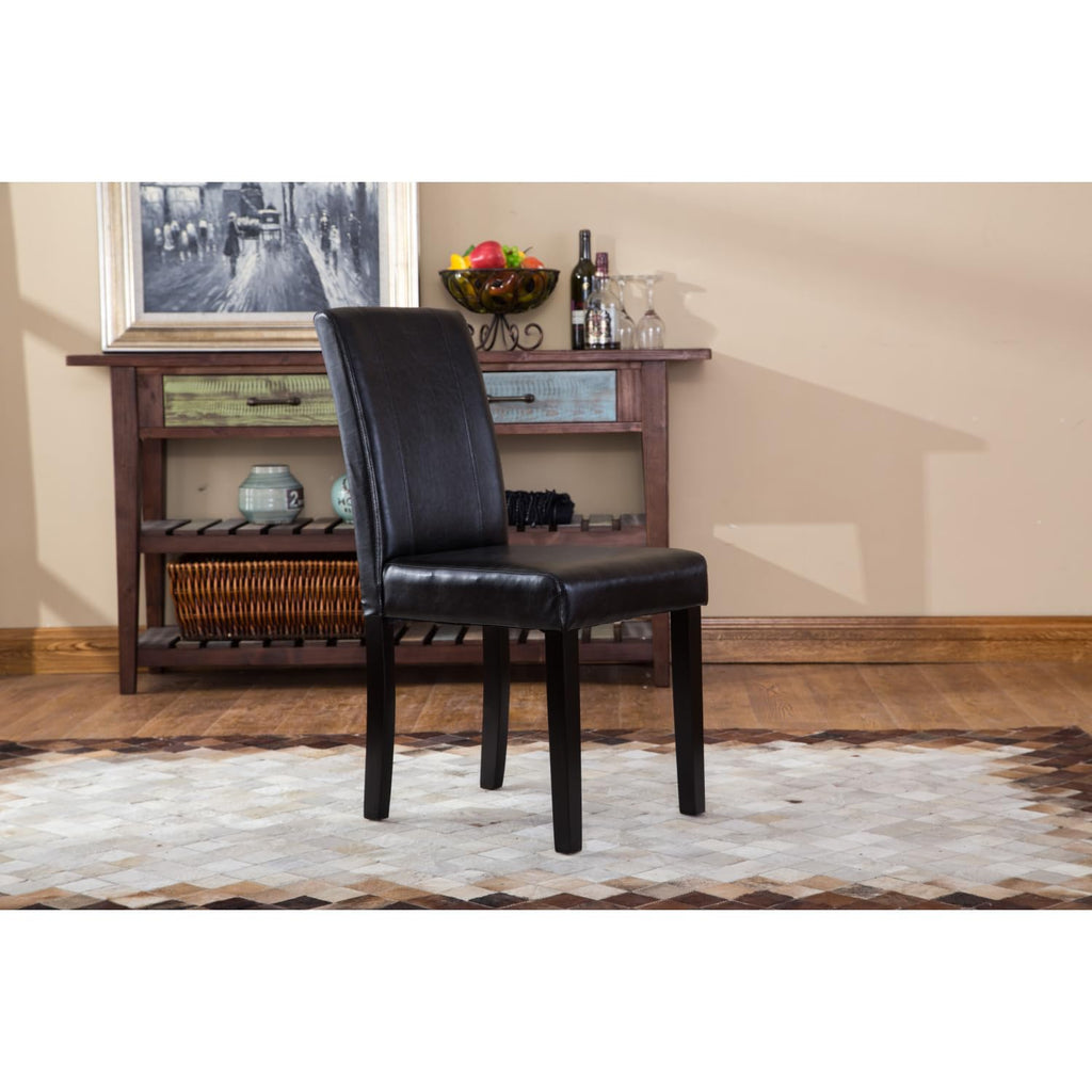 Black Faux Leather Parson Chair Set of 2 P50261