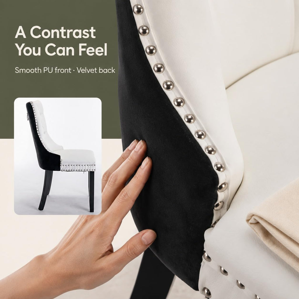 White Black PU Dining Chairs Set of 6 K68955