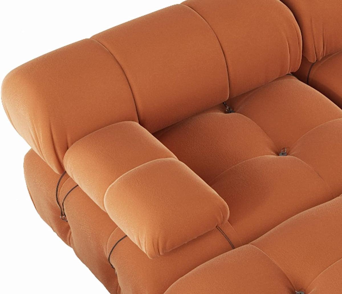 Orange Velvet U-Shaped Sectional Sofa with Chaise I810477