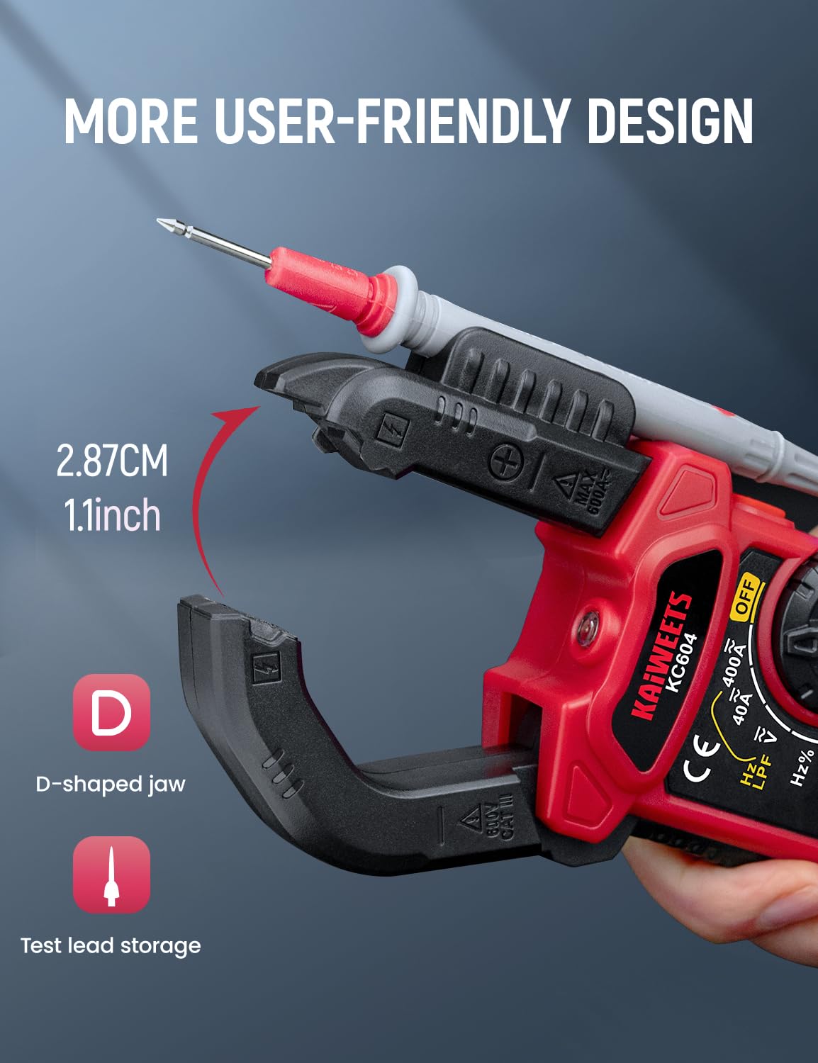 Digital Clamp Meter Multimeter with D-Shaped Jaw X720539