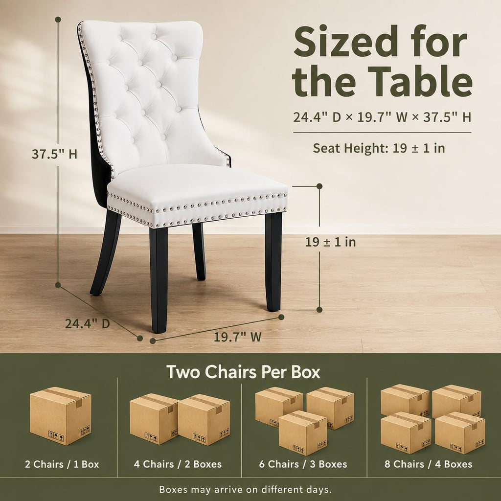 White Black PU Dining Chairs Set of 6 K68955