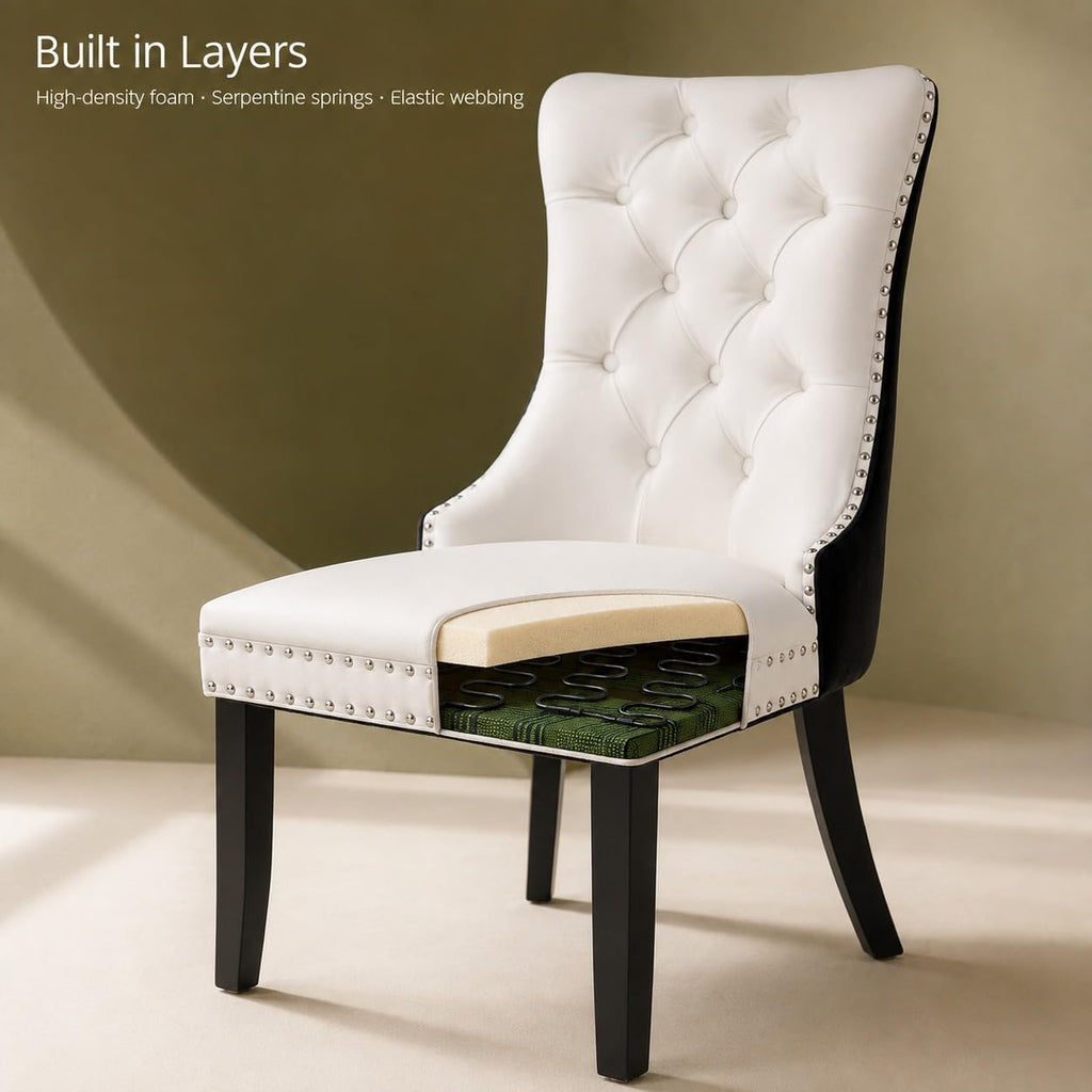 White Black PU Dining Chairs Set of 6 K68955