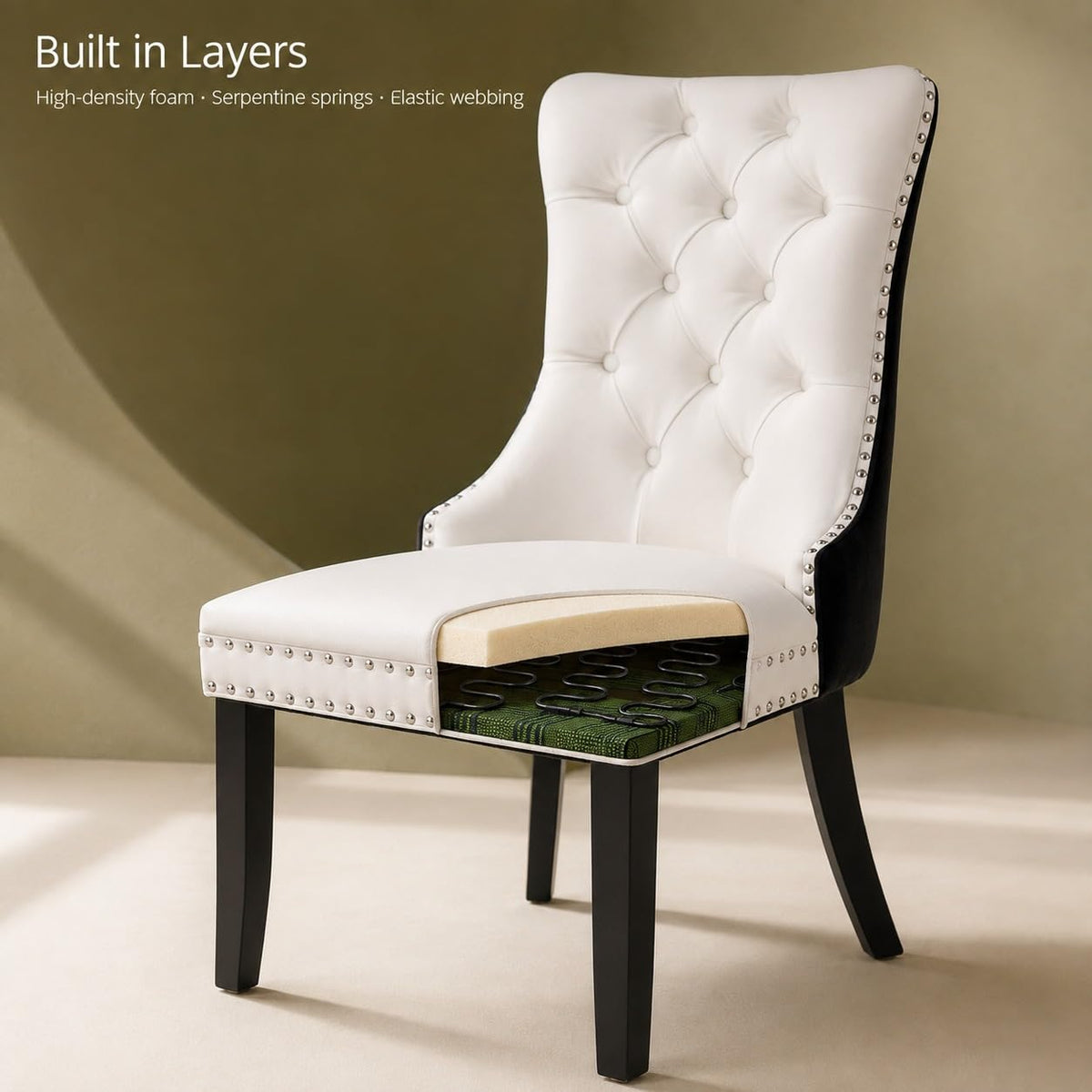 White Black PU Dining Chairs Set of 6 K68955