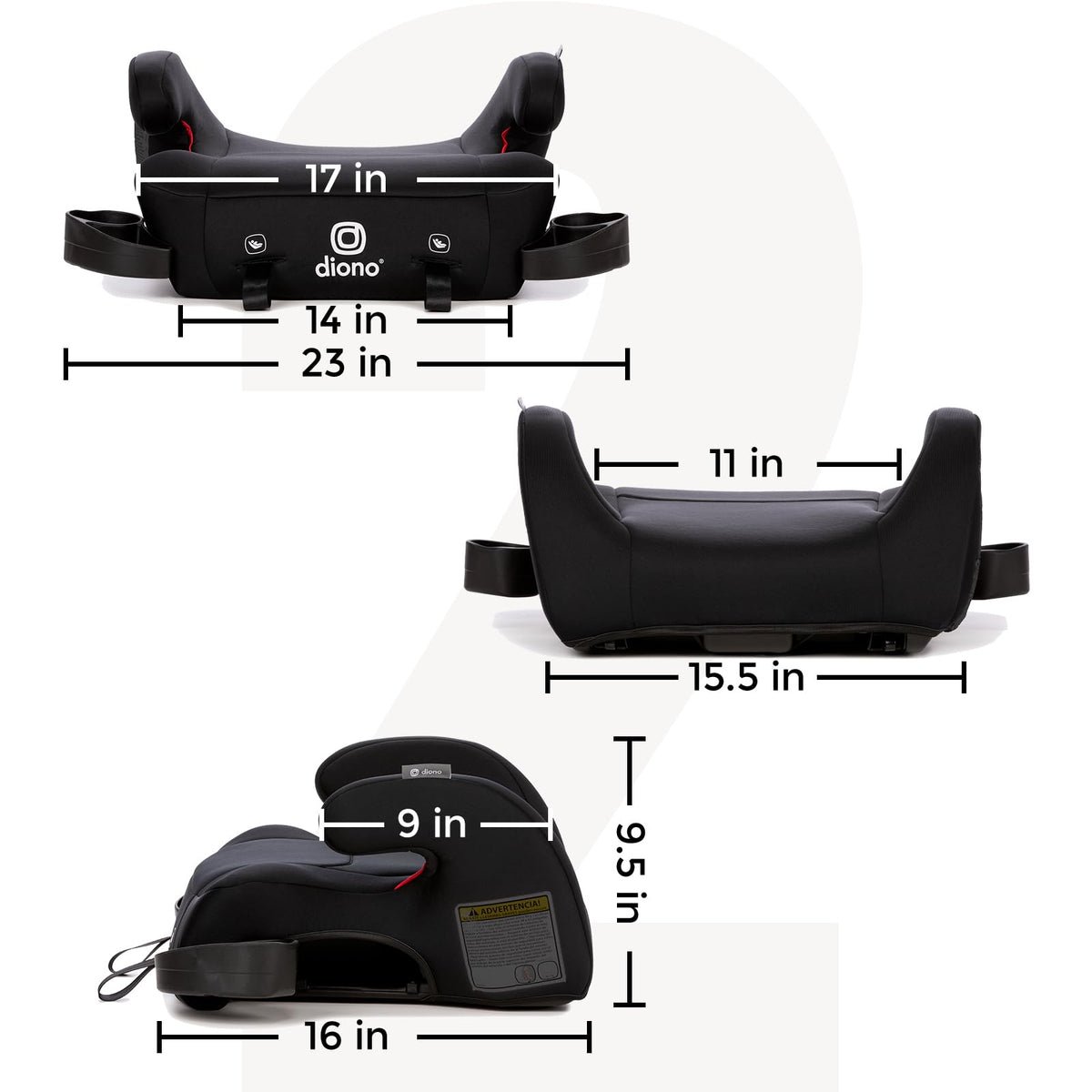 Black Backless Belt-Positioning Booster Car Seat D563
