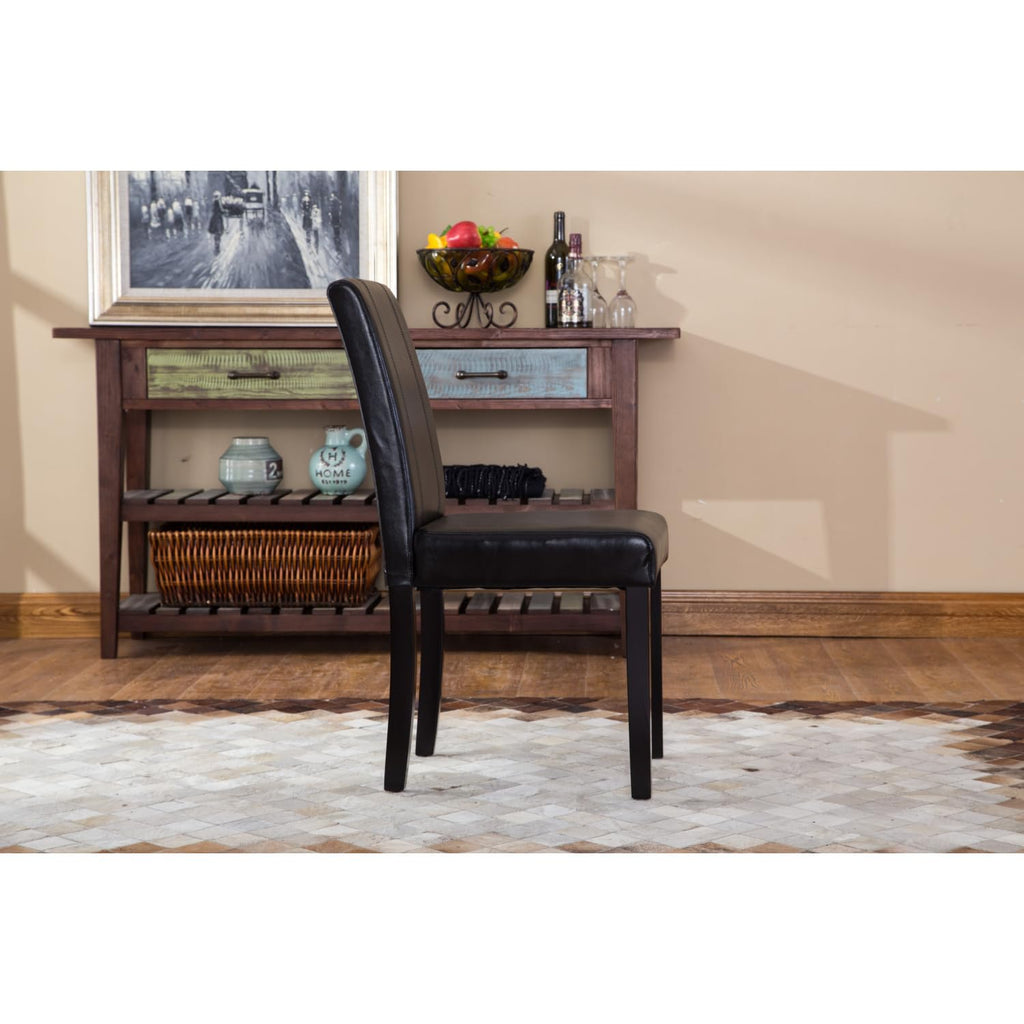 Black Faux Leather Parson Chair Set of 2 P50261