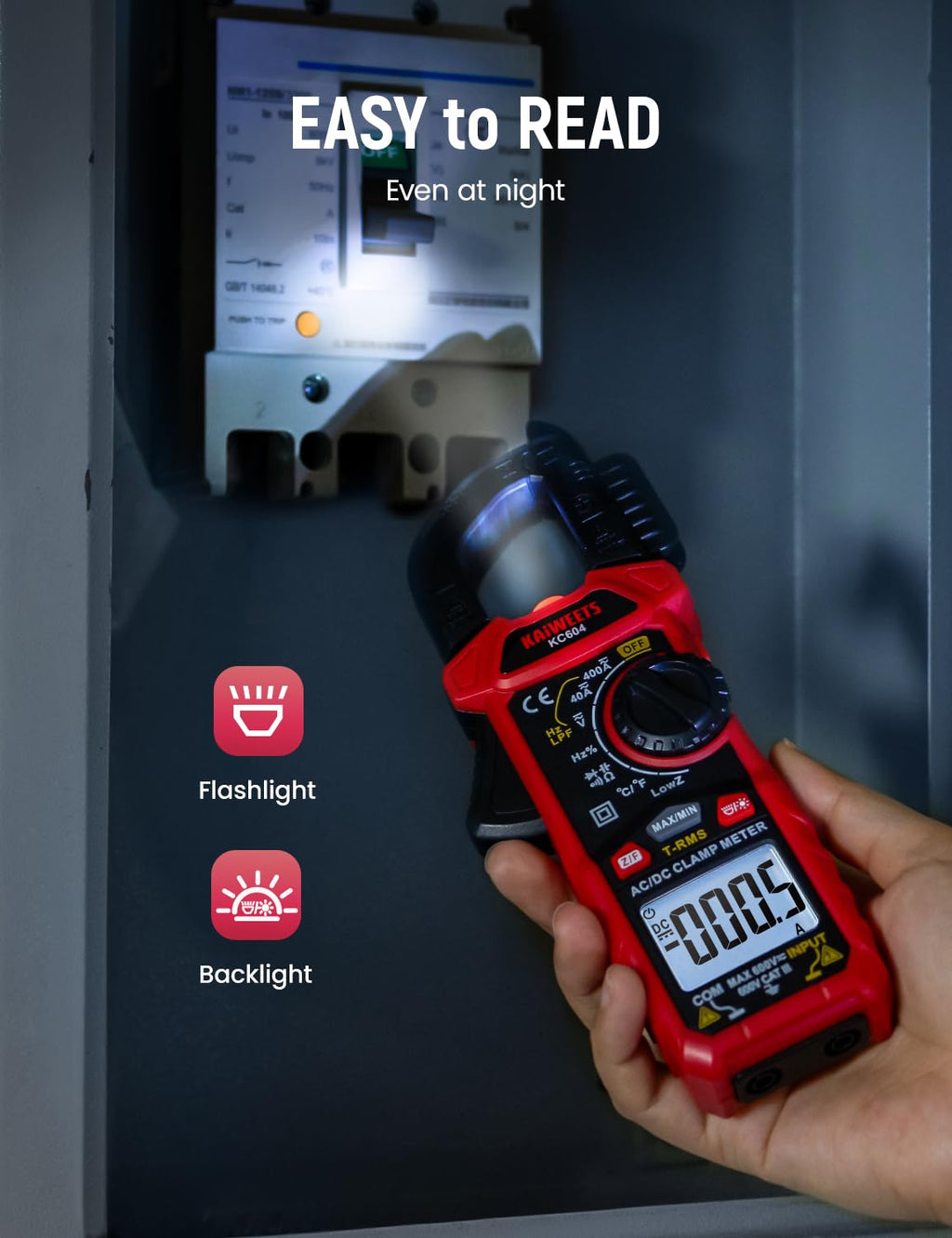 Digital Clamp Meter Multimeter with D-Shaped Jaw X720539