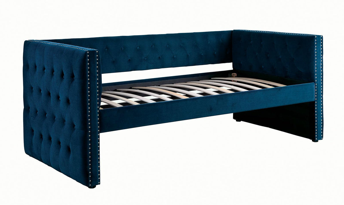 Navy Daybed with Trundle Button Tufted Upholstery E993