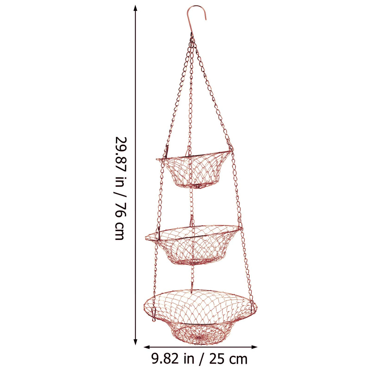 3-Tier Copper Foldable Wire Hanging Basket J9821