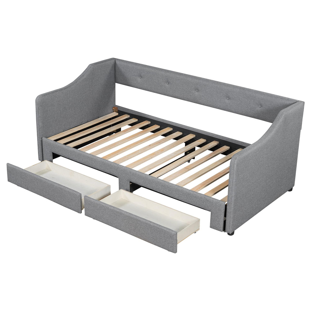 Upholstered Twin XL to King Size Daybed with Pop Up Trundle K36748