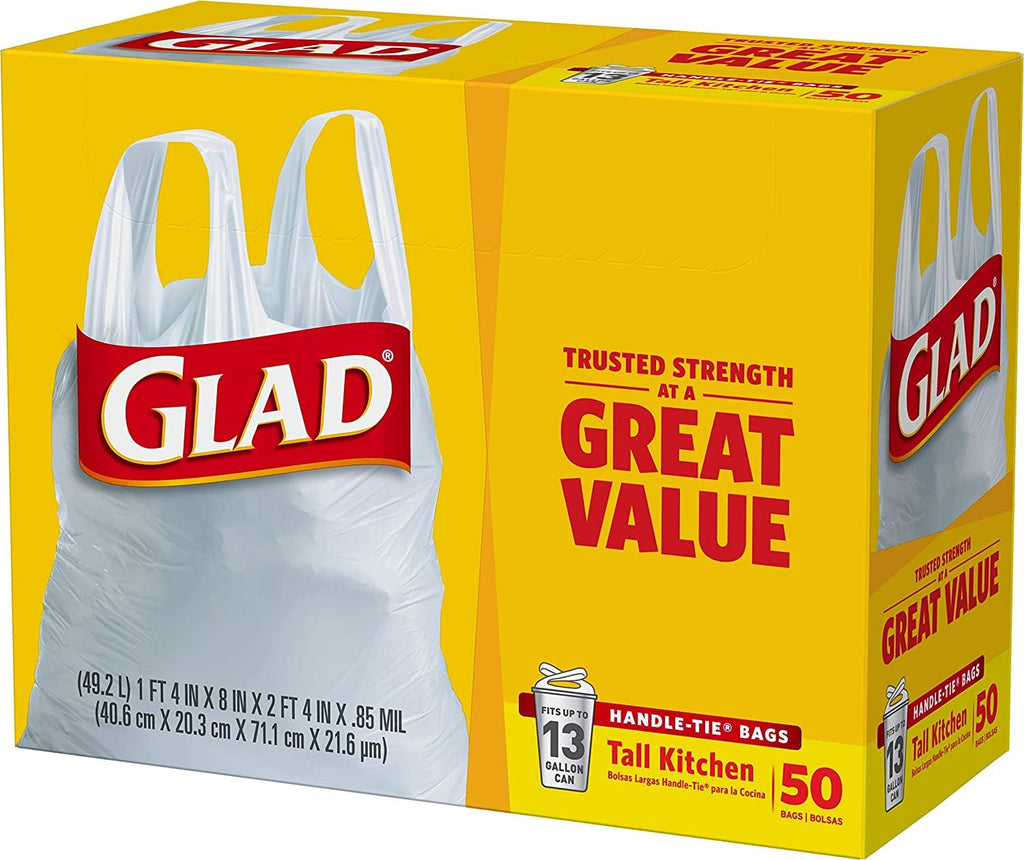 13 Gal. Tall Kitchen Handle-Tie Bags 50 ct Pack of 4 L45152