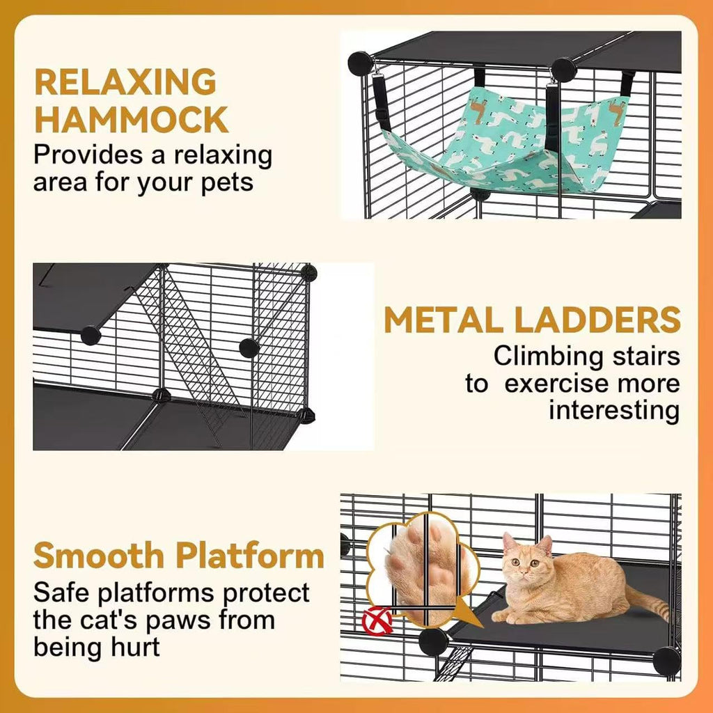 3-Tier Metal Wire Cat Cage with Hammock & Ramp Q2014