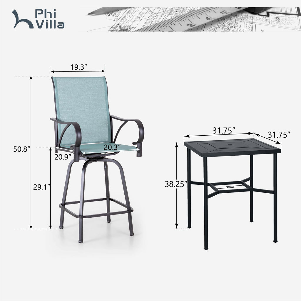 Swivel Metal Bar Stools and Table Set for 4 L345716