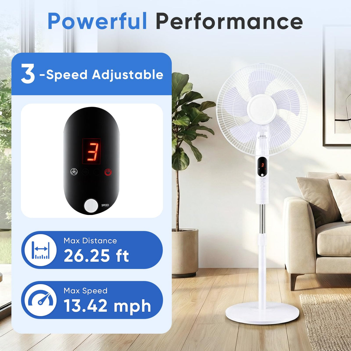 17" Oscillating Pedestal Fan with Remote T4307