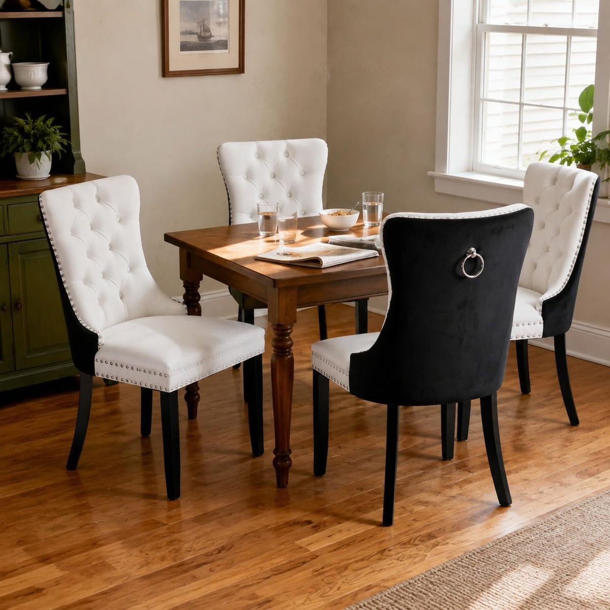 White Black PU Dining Chairs Set of 6 K68955