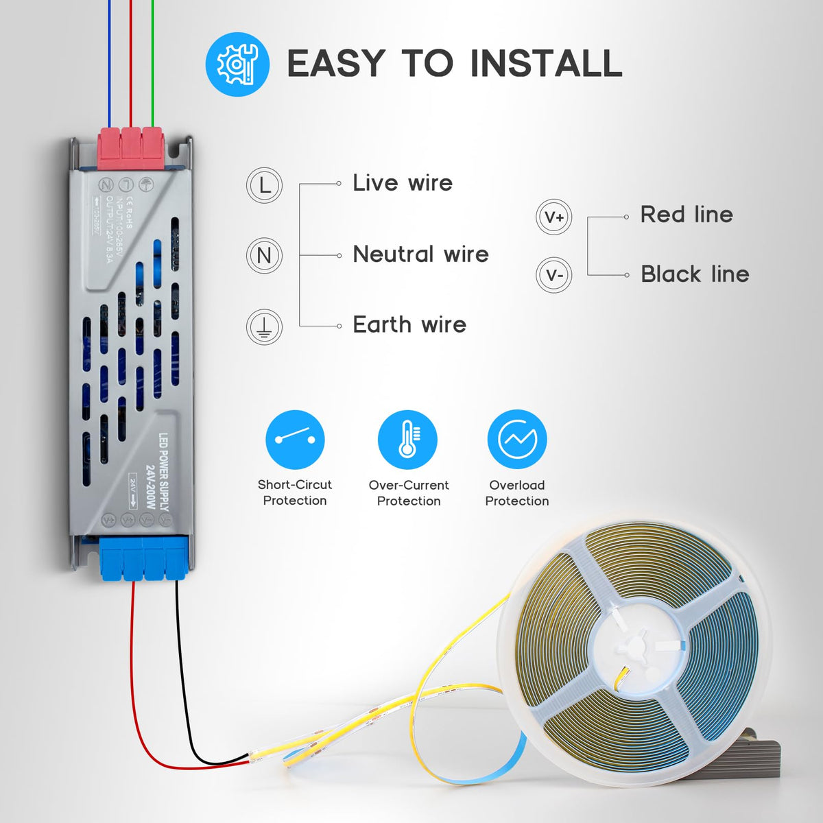 200 Watts 100V-265V AC to 24V DC LED Driver G183413