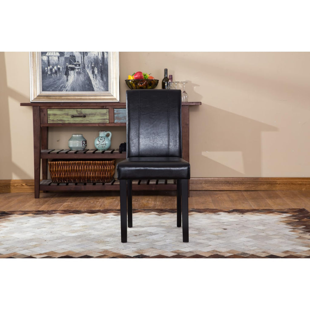 Black Faux Leather Parson Chair Set of 2 P50261